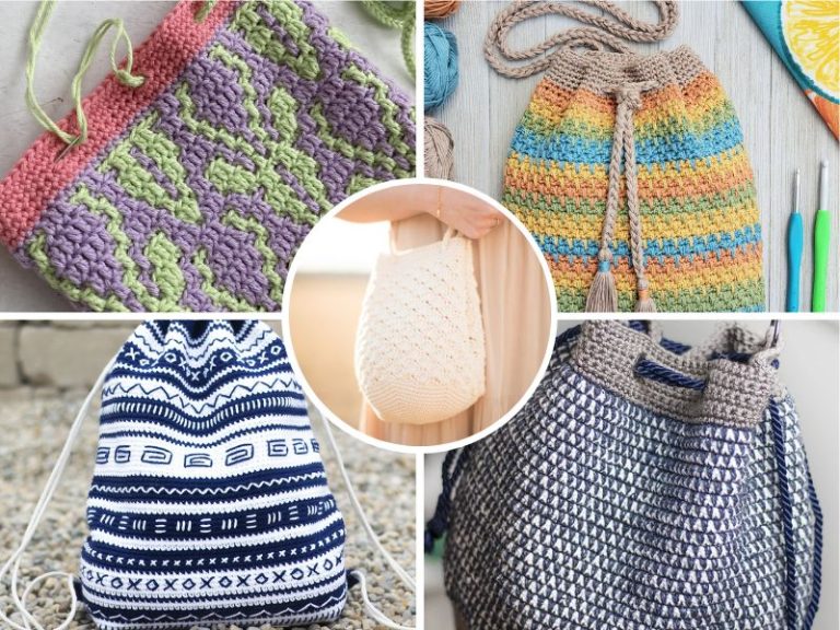 Crochet Drawstring Bag Ideas and Free Patterns