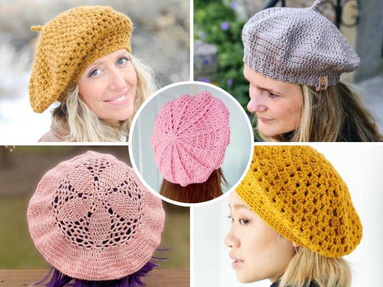 Free crochet beret pattern available multiple times.