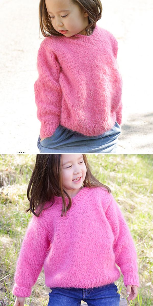Two young children wearing loose, bright pink sweaters and blue jeans sit outdoors in natural light, playfully wrapped in cozy c2c crochet blankets patterns.