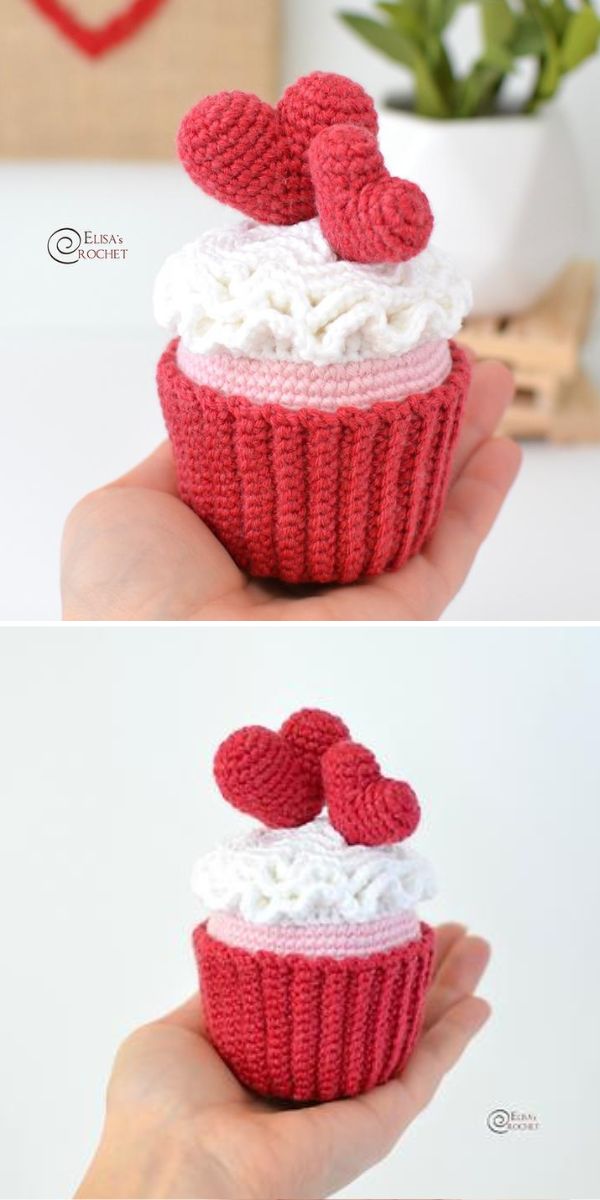Valentine's Day Amigurumi Cupcake Crochet Pattern.
