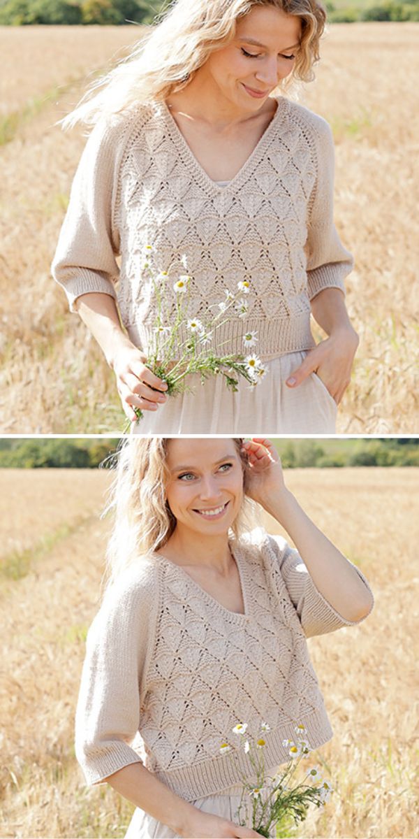 Two pictures of a woman holding flowers in a field, radiating joy and warmth.
