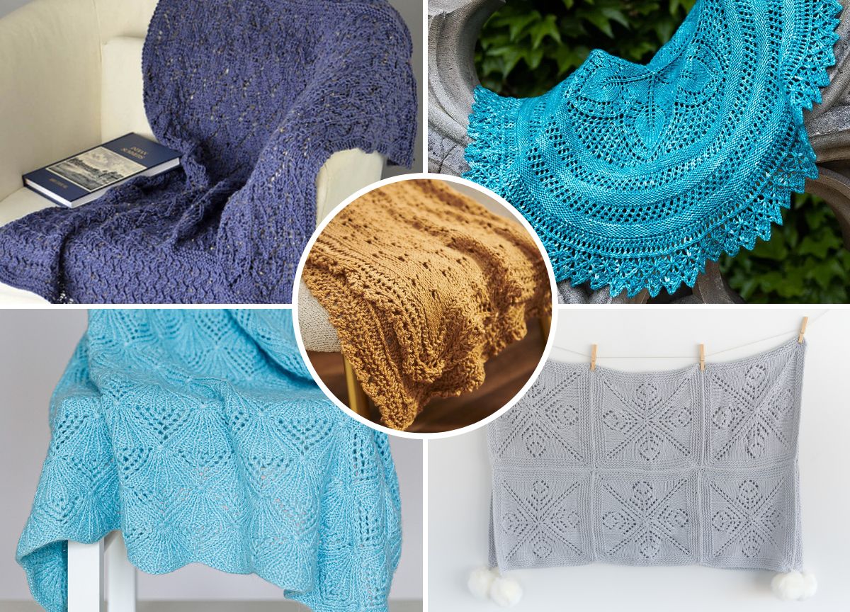 lacy knitted blankets with delicate colors and textures