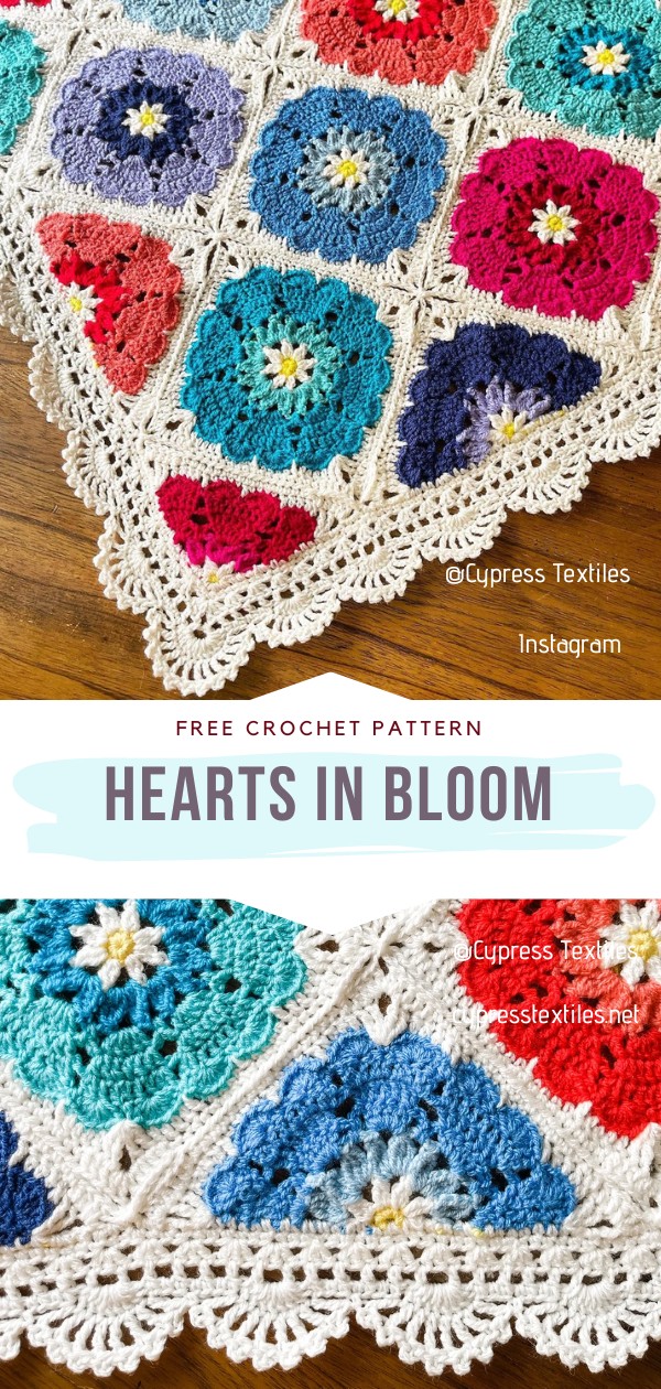 Free Granny Square Crochet Pattern: 4 Floral Motifs, cypress