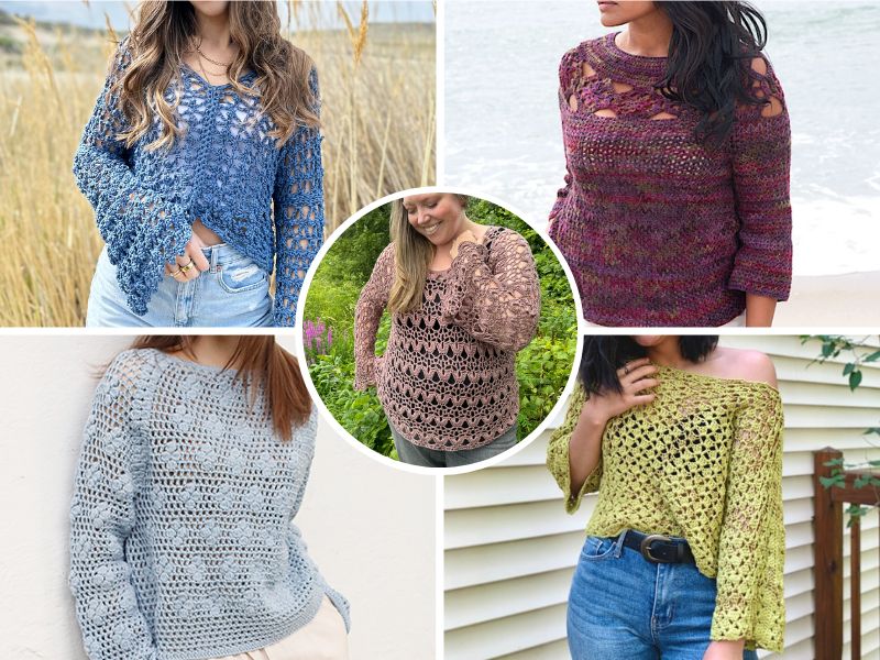 crochet mesh sweaters