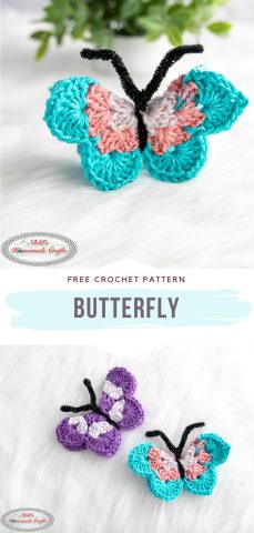 Sweet Crochet Butterfly Applique - Free Patterns