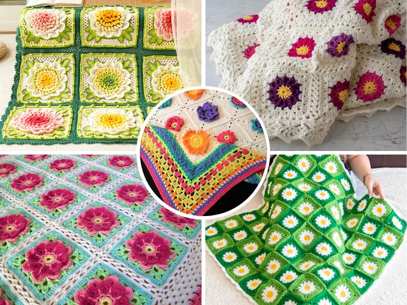 crochet flower blankets