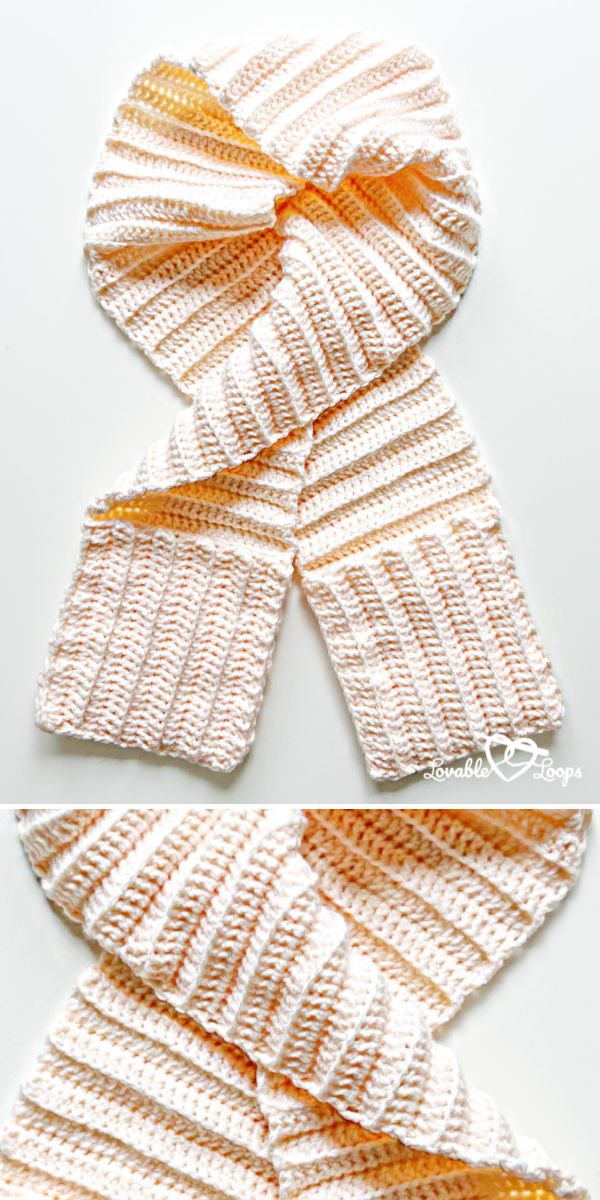 pink textured crochet scarf