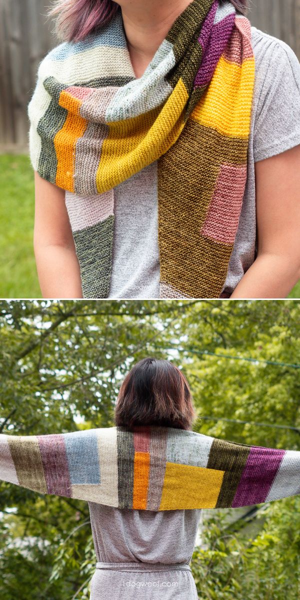 color block knitted scarf