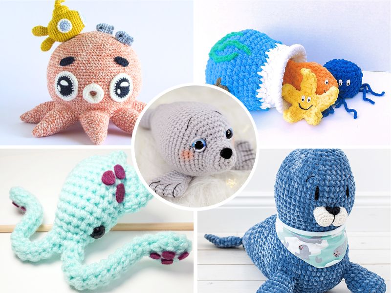 Crochet seal pattern, NO SEW crochet plush pattern, amigurumi sea animal