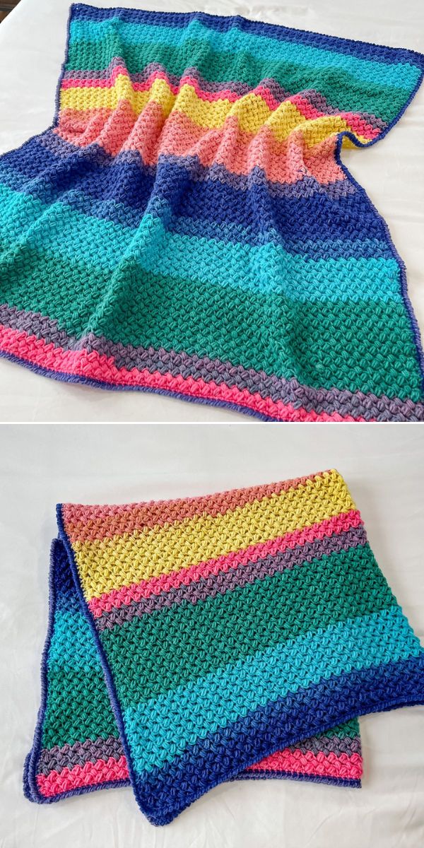 Striped Crochet Baby Blanket Free Patterns