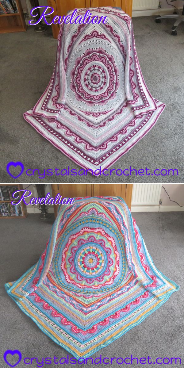 square crochet afghan pattern with mandala in the center