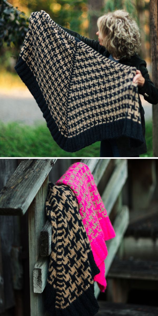 Houndstooth shawl pattern - free knitting pattern.