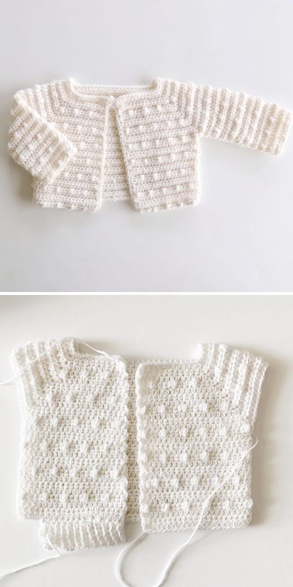crochet baby cardigan with bobble stitch
