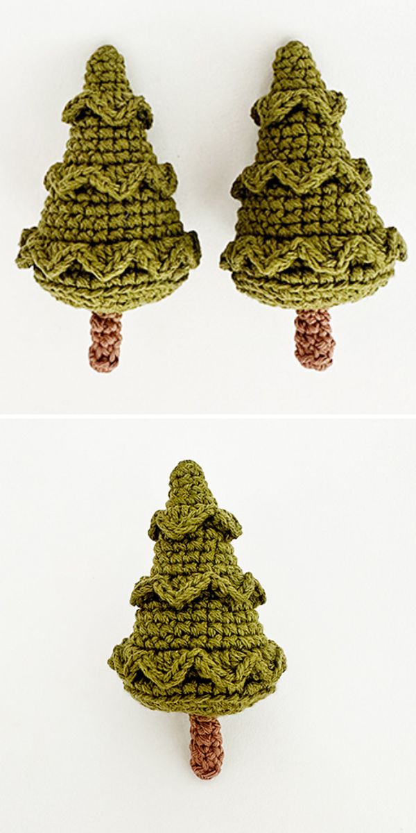 Three crochet christmas trees