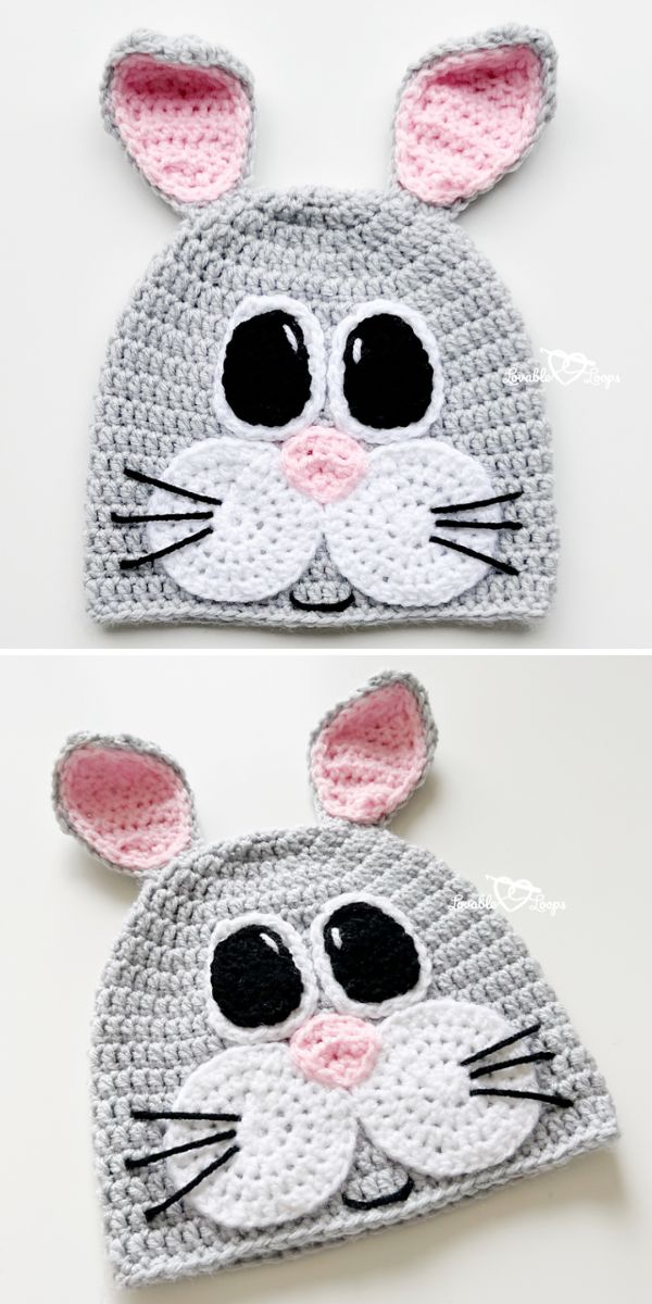 crocheted bunny hat.