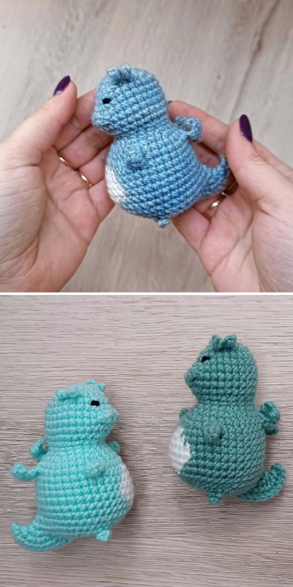 Two pictures of crocheted amigurumi animals.