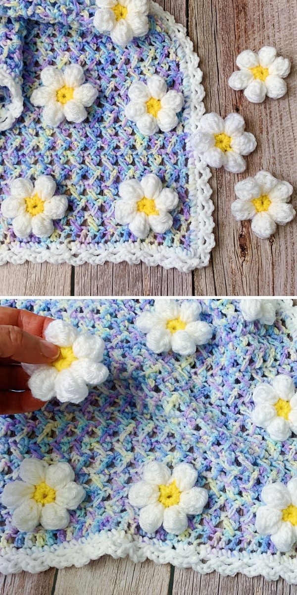 Free crochet daisy afghan pattern.