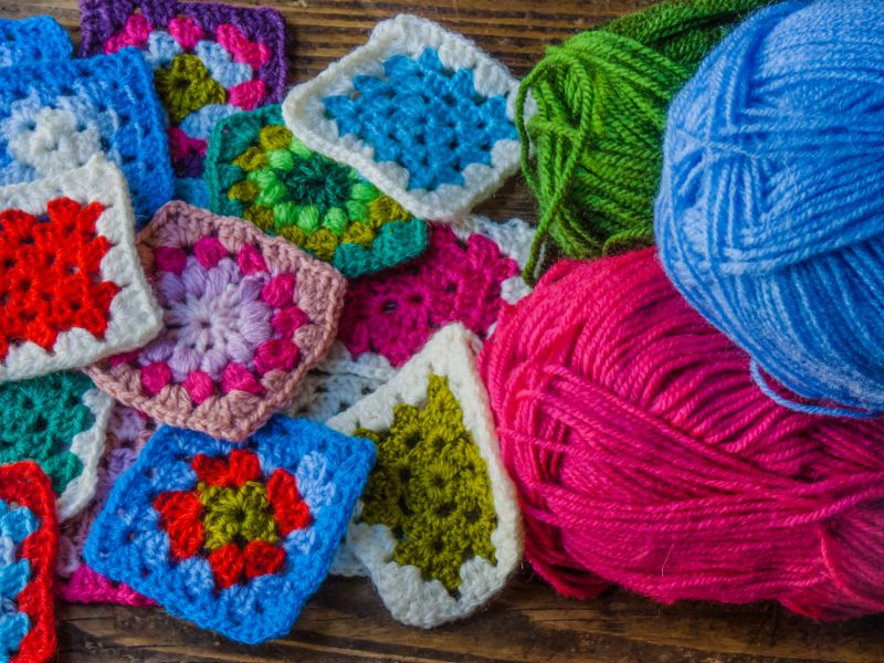 colorful crochet granny squares