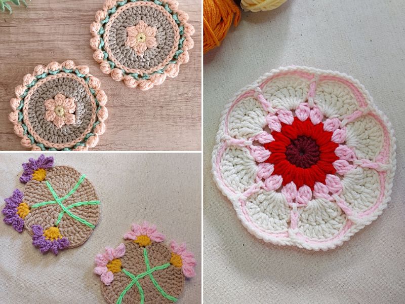 Crochet Flower Coasters [easy Video Tutorials]