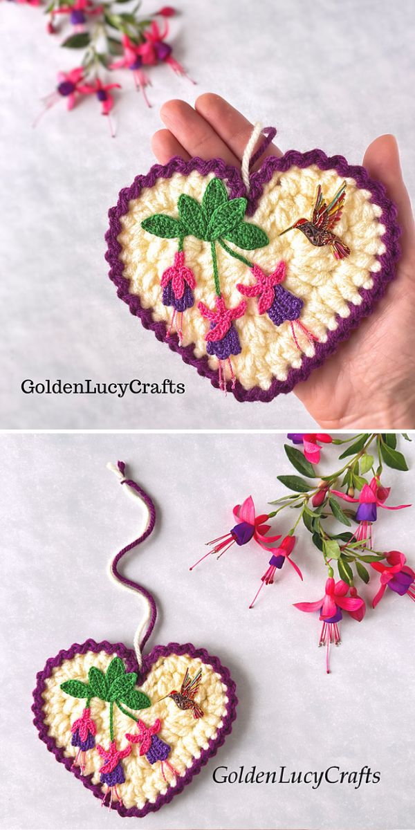 a crochet heart applique