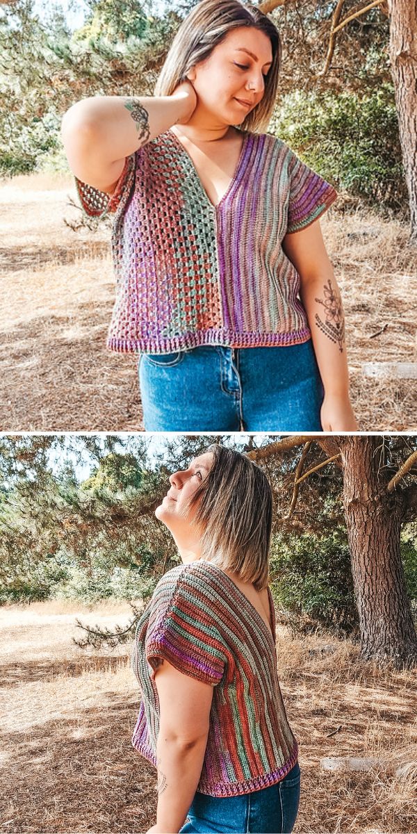 a colorful crochet top