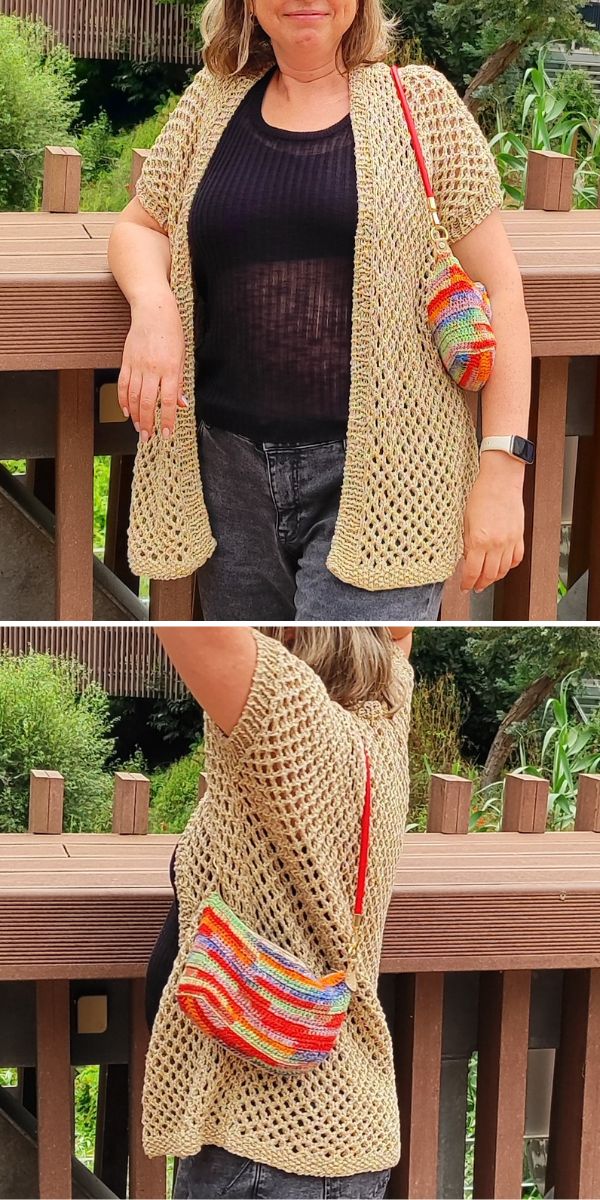 a mesh knitted cardigan in a neutral color