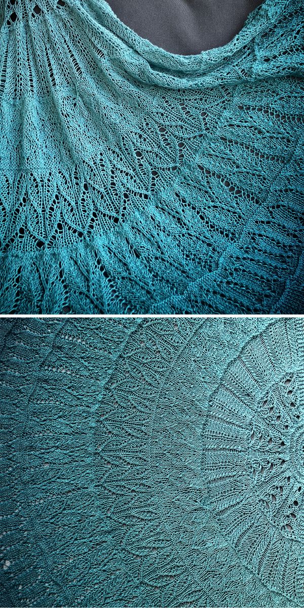 a blue lace knitted shawl