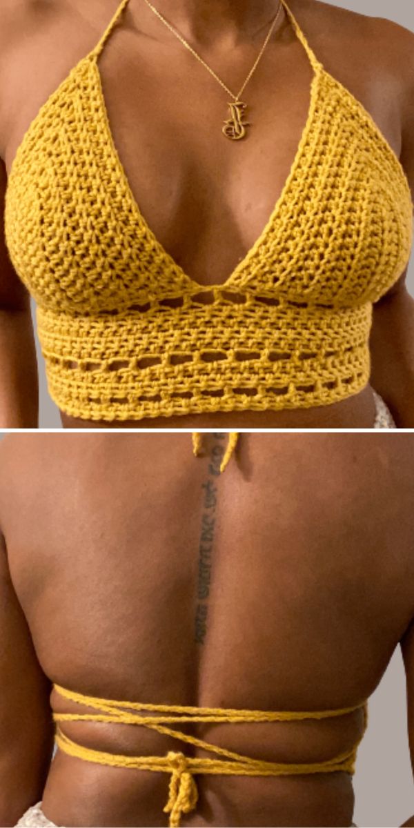 a yellow crochet crop top