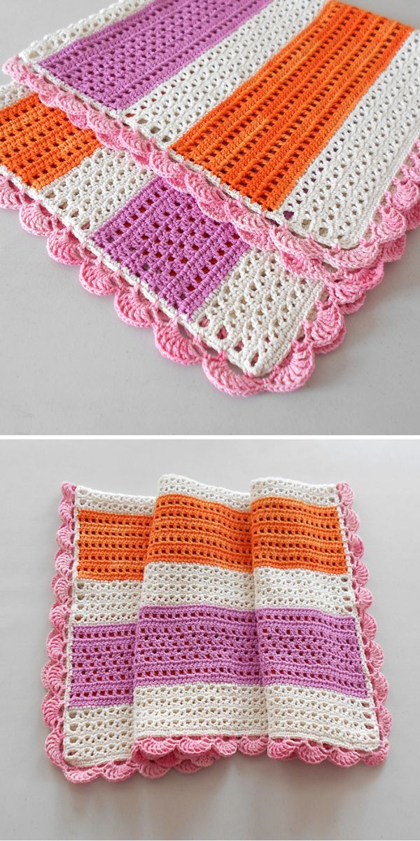 a striped crochet baby blanket