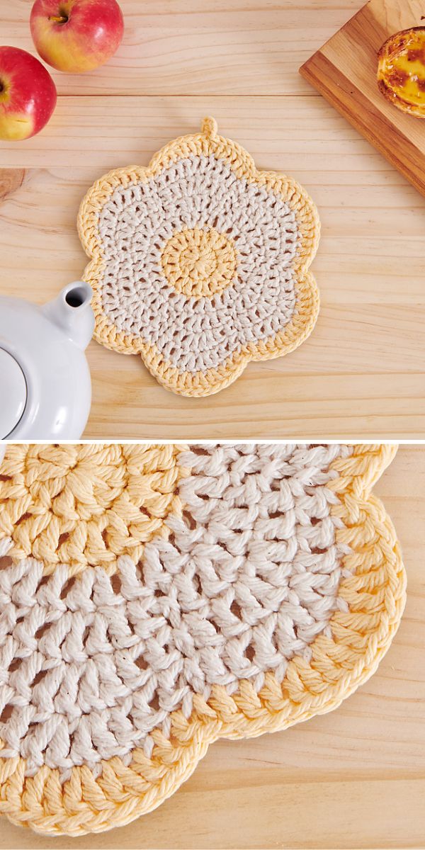 a crochet flower dishcloth
