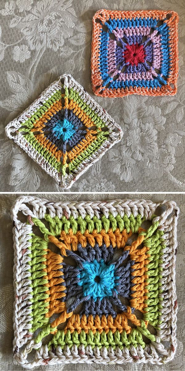 multicolored crochet granny squares