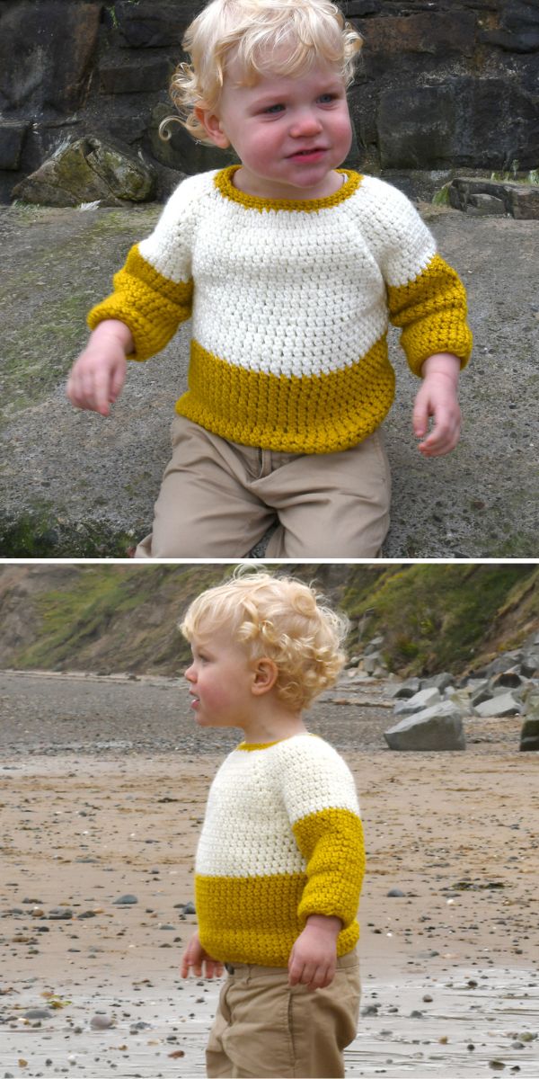 a two-colored crochet baby jumper