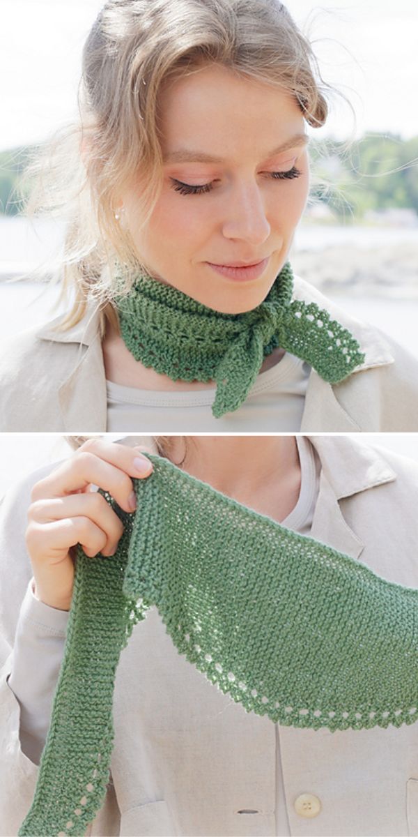 a green small knitted scarf
