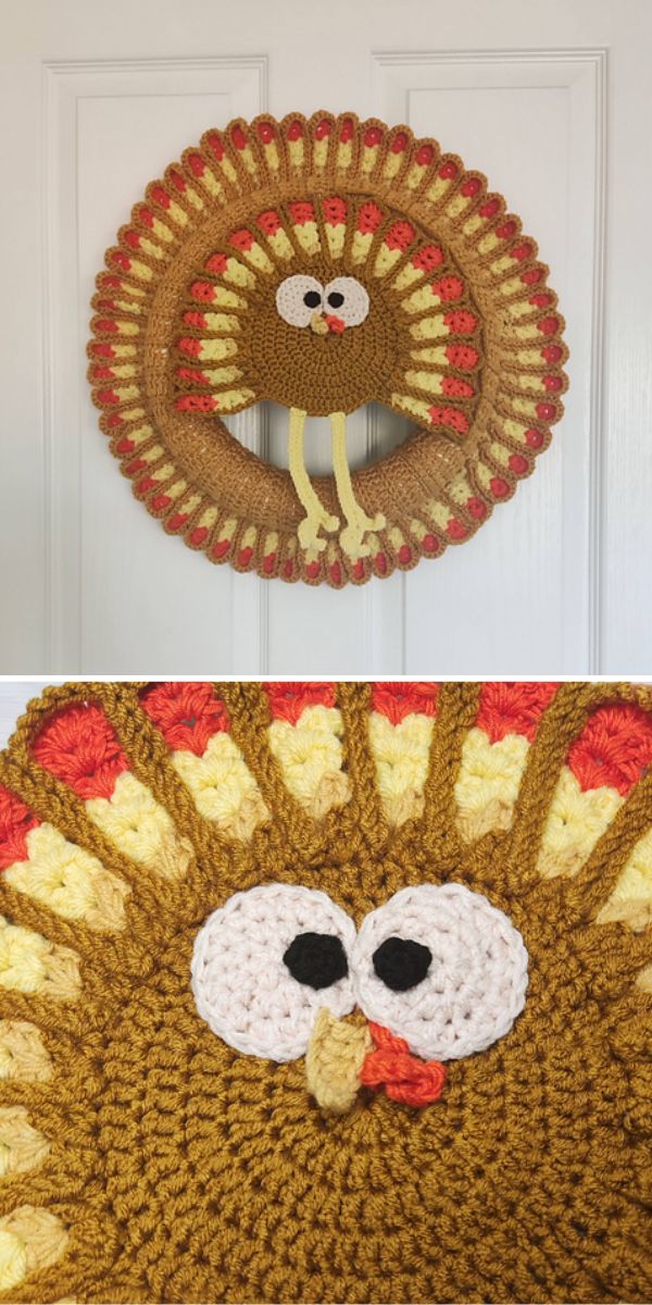 a crochet thanksgiving wreath