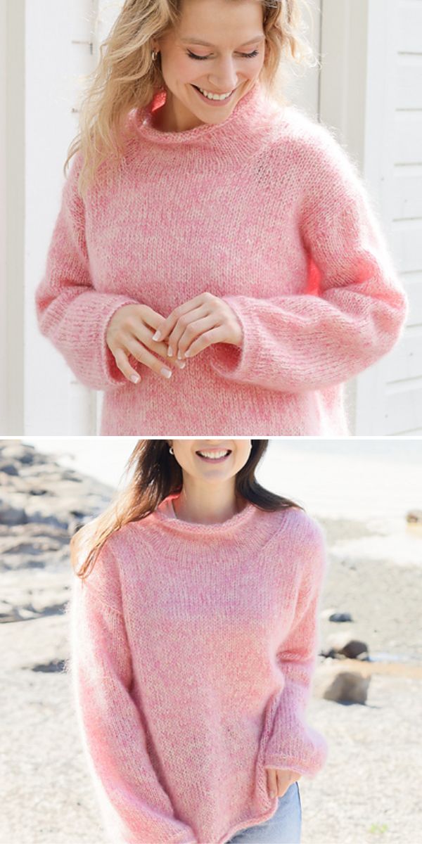 a pink cozy knitted sweater