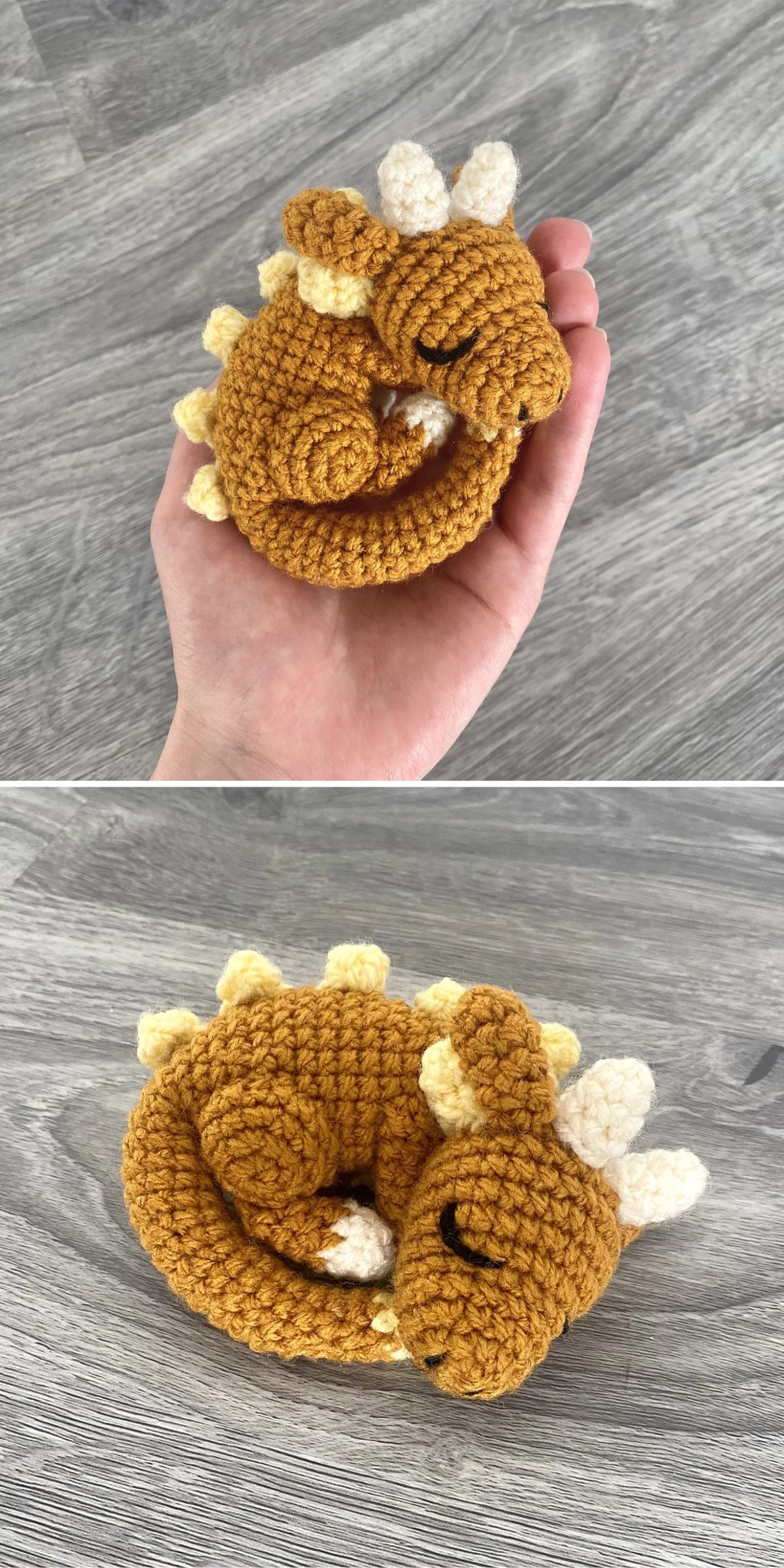 a small sleeping dragon amigurumi