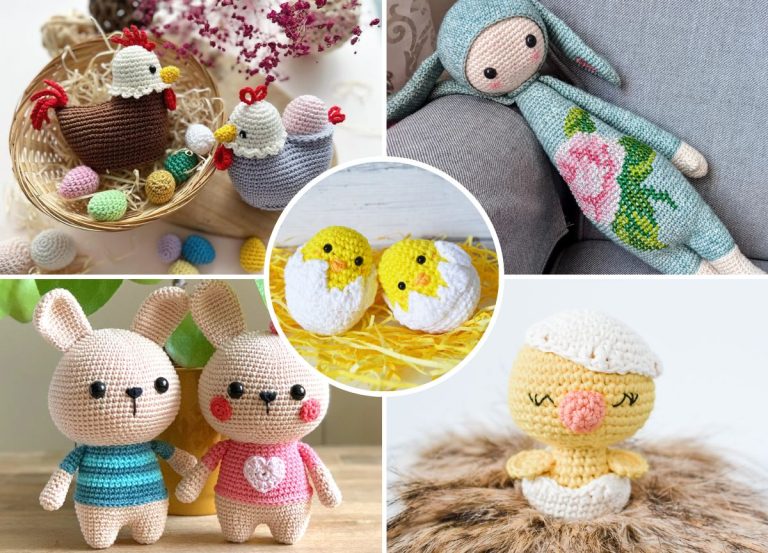 a collection of crochet Easter amigurumi