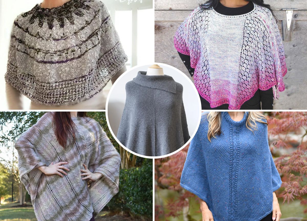 a collection of stylish knitted ponchos