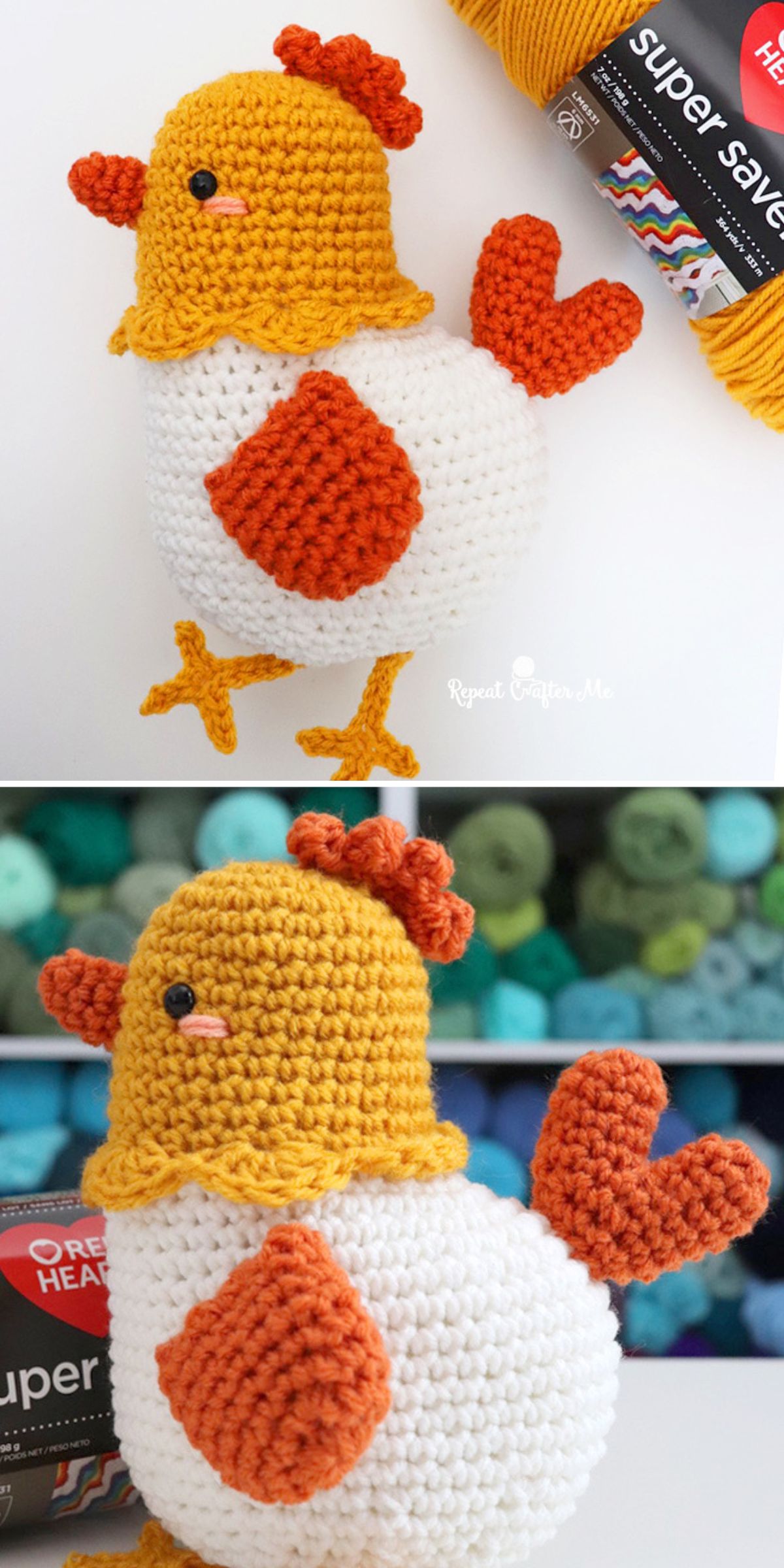 a crochet chicken amigurumi