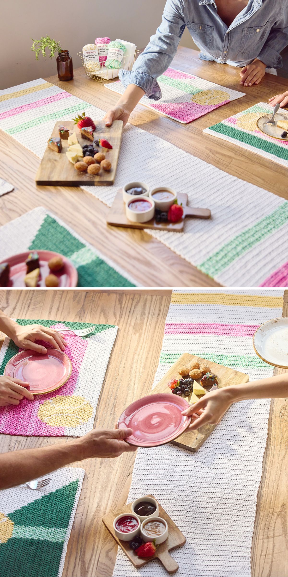colorful crochet table runners