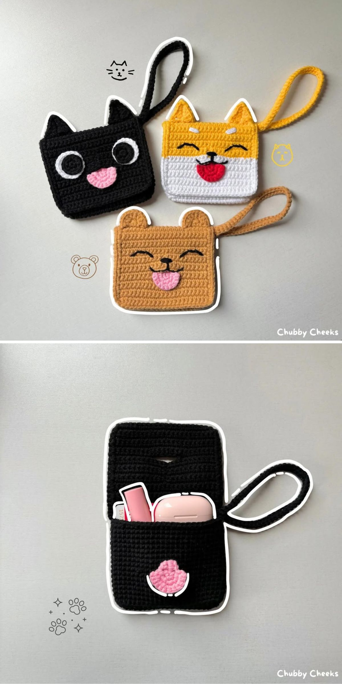 crochet bags with sweet animal designs