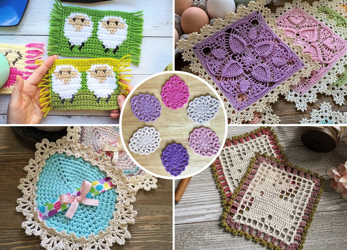 a compilation of lovely lacy Easter-themed crochet doilies