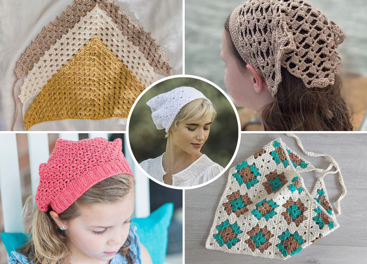 a collection of crochet and knit kerchiefs