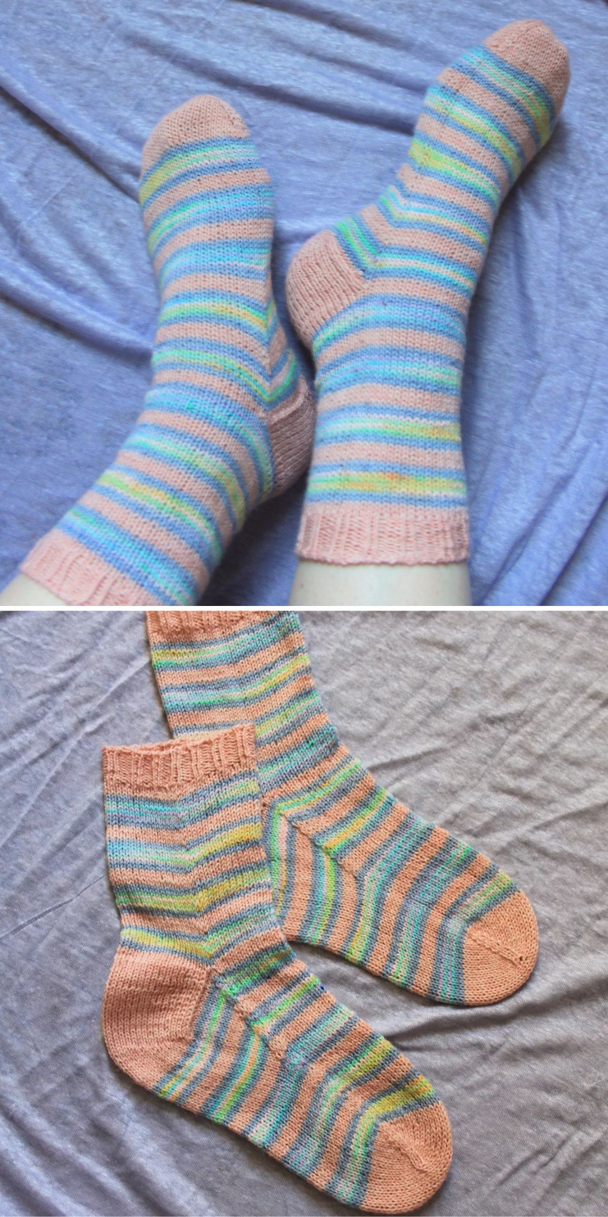 striped socks in pastel colors