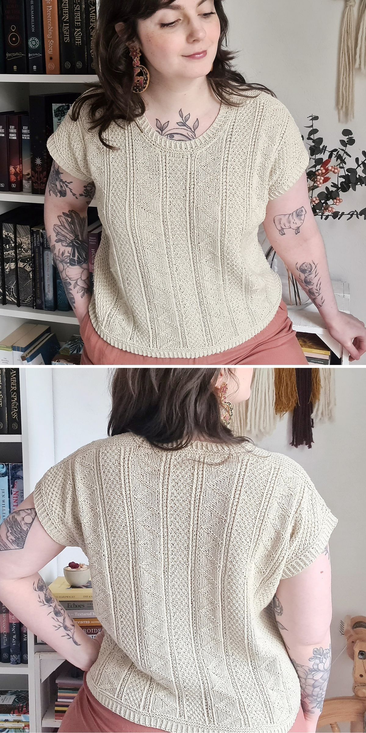 an elegant knitted top with a detailed delicate cable texture