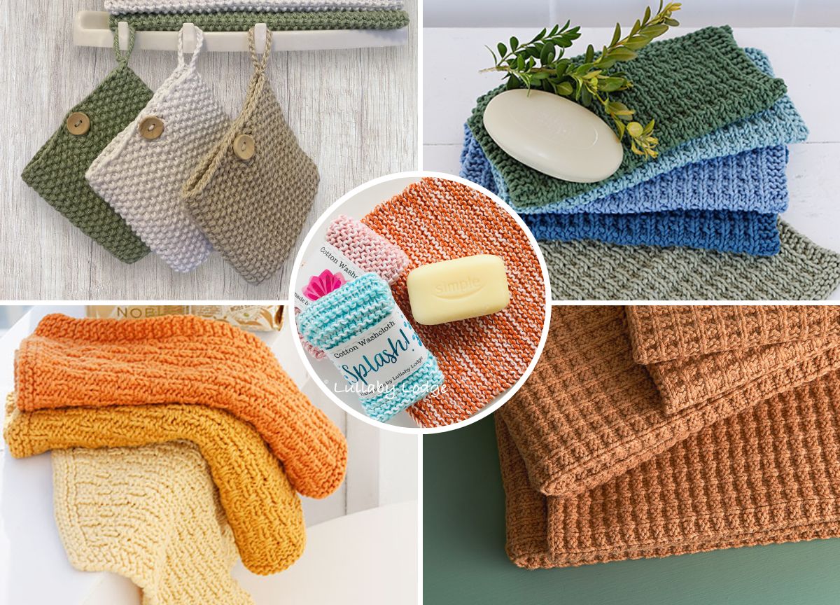 a collection of knitted washcloths for spa routine