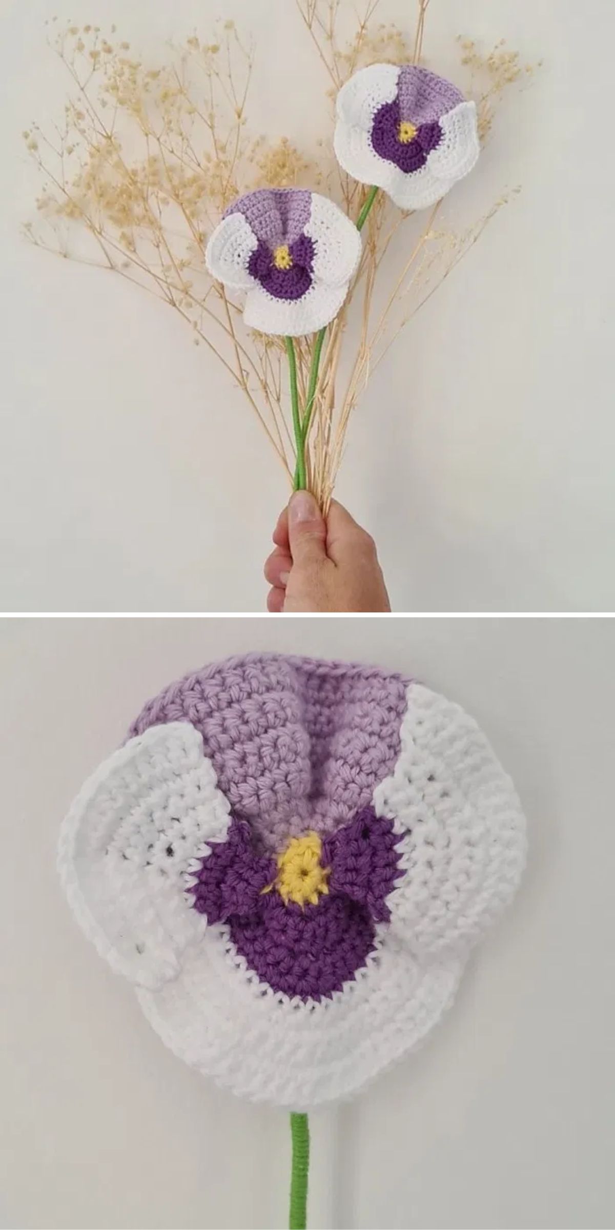 pretty crocheted pansy flowers