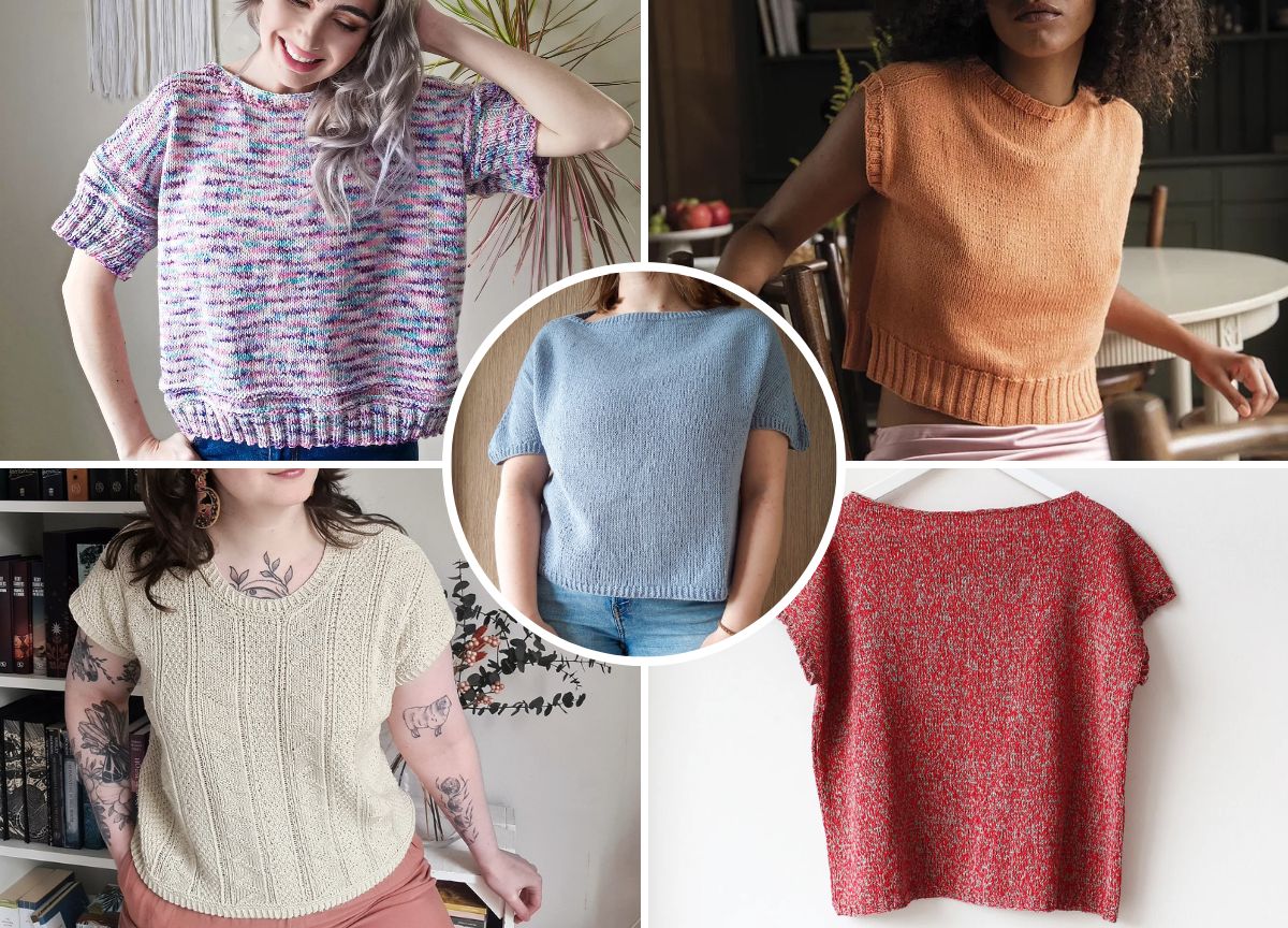 a set of knit box-styled t-shirts