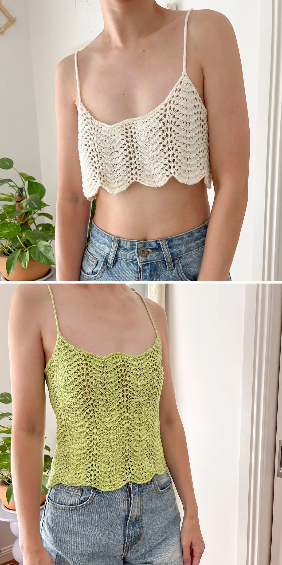 a chic knit top presented in two lenghts and colors