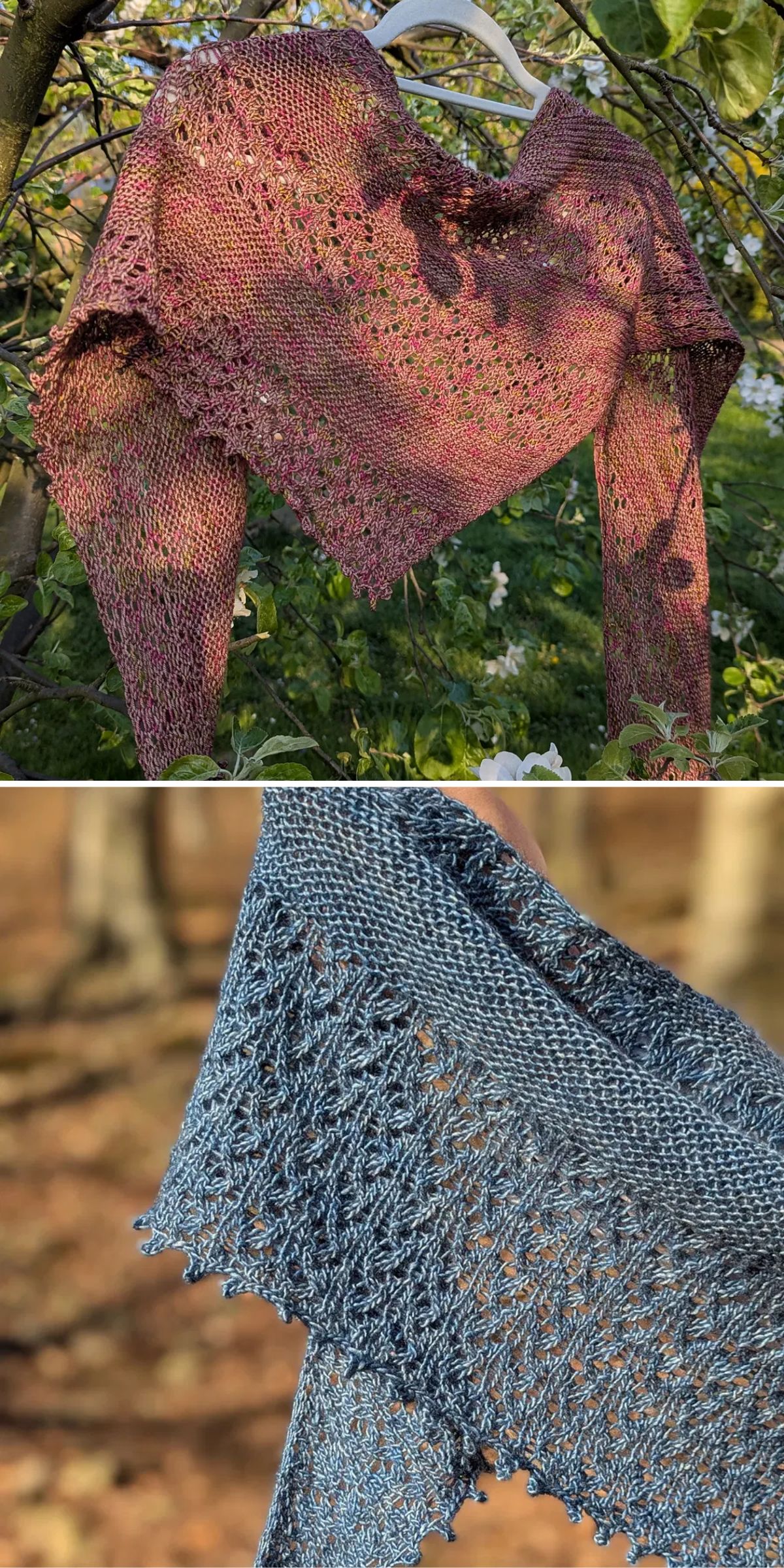 a light knit shawl with a triangular shape